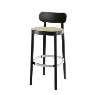 Thonet - 118 HT Thekenhocker - Buche schwarz gebeizt - Sitz Rohrgeflecht - indoor