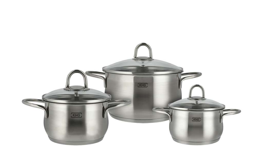 KHG Topfset, 3-teilig  Platin ¦ Edelstahl Töpfe & Pfannen & Zubehör > Topf und Pfannen-Sets - Höffner
