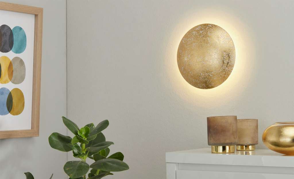 Trio LED-Wandleuchte, 1-flammig, Blattgoldoptik ¦ goldØ: 22 Lampen & Leuchten > Innenleuchten > Wandleuchten - Höffner