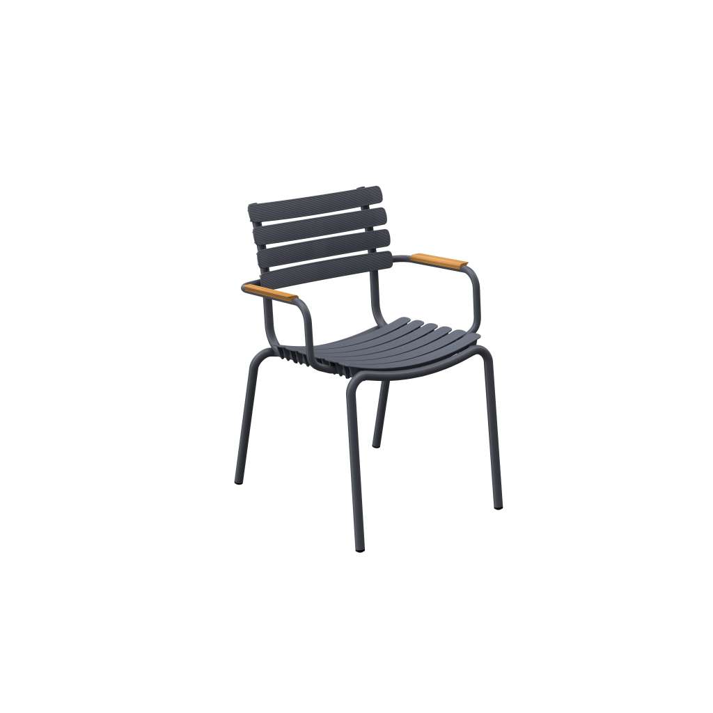 Houe - ReCLIPS Stuhl - grau - mit Bambus Armlehne - indoor