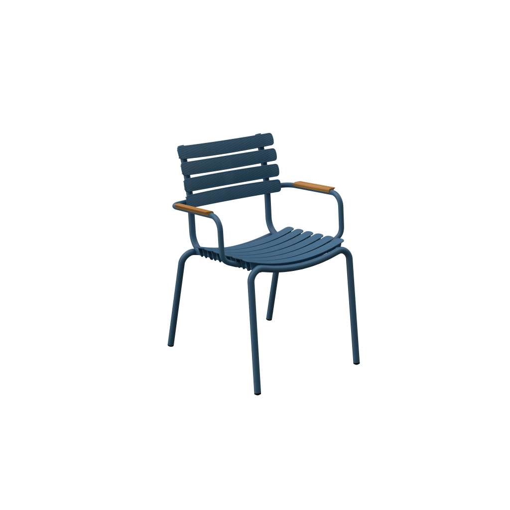 Houe - ReCLIPS Stuhl - blau - mit Bambus Armlehne - indoor