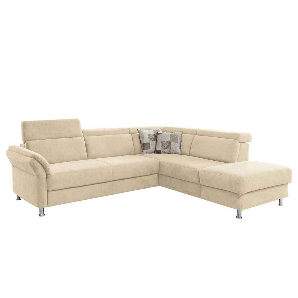 home24 Fredriks Ecksofa Calang Creme Webstoff 267x97x228 cm (BxHxT) mit Schlaffunktion/Bettkasten Modern