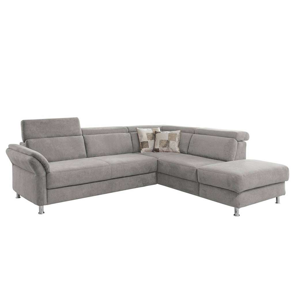 home24 Fredriks Ecksofa Calang Silbergrau Webstoff 267x97x228 cm (BxHxT) mit Schlaffunktion/Bettkasten Modern