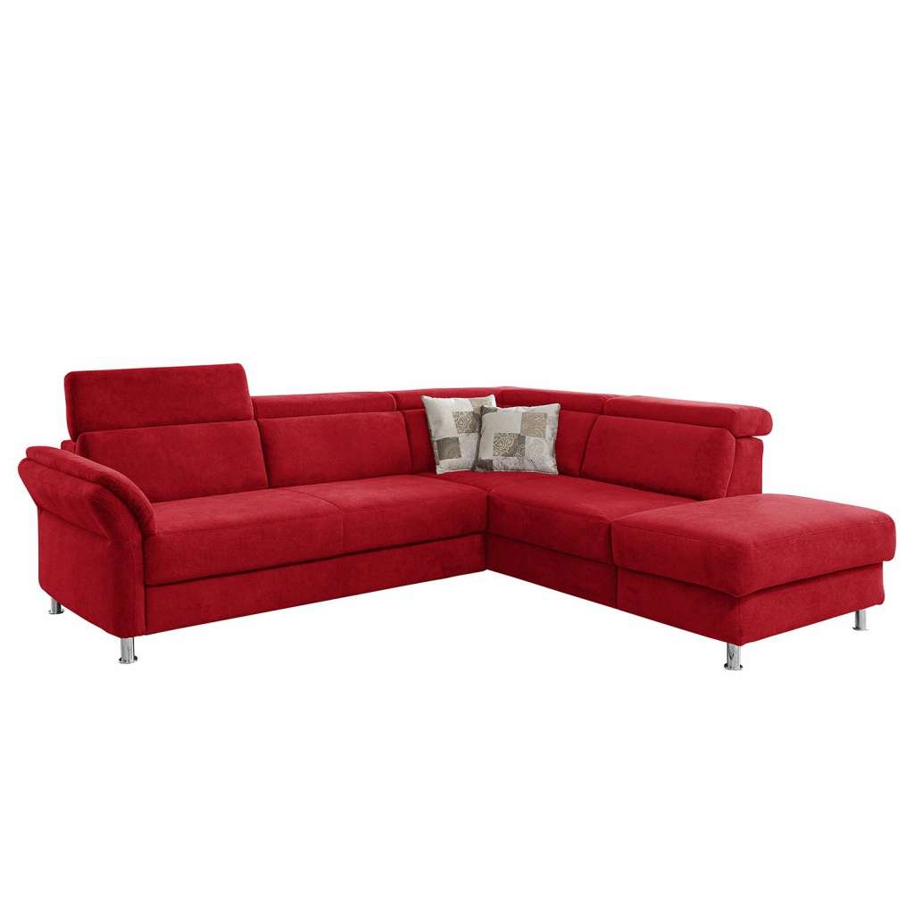 home24 Fredriks Ecksofa Calang Rot Webstoff 267x97x228 cm (BxHxT) mit Schlaffunktion/Bettkasten Modern
