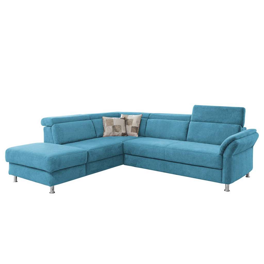 home24 Fredriks Ecksofa Calang Hellblau Webstoff 267x97x228 cm (BxHxT) mit Schlaffunktion/Bettkasten Modern