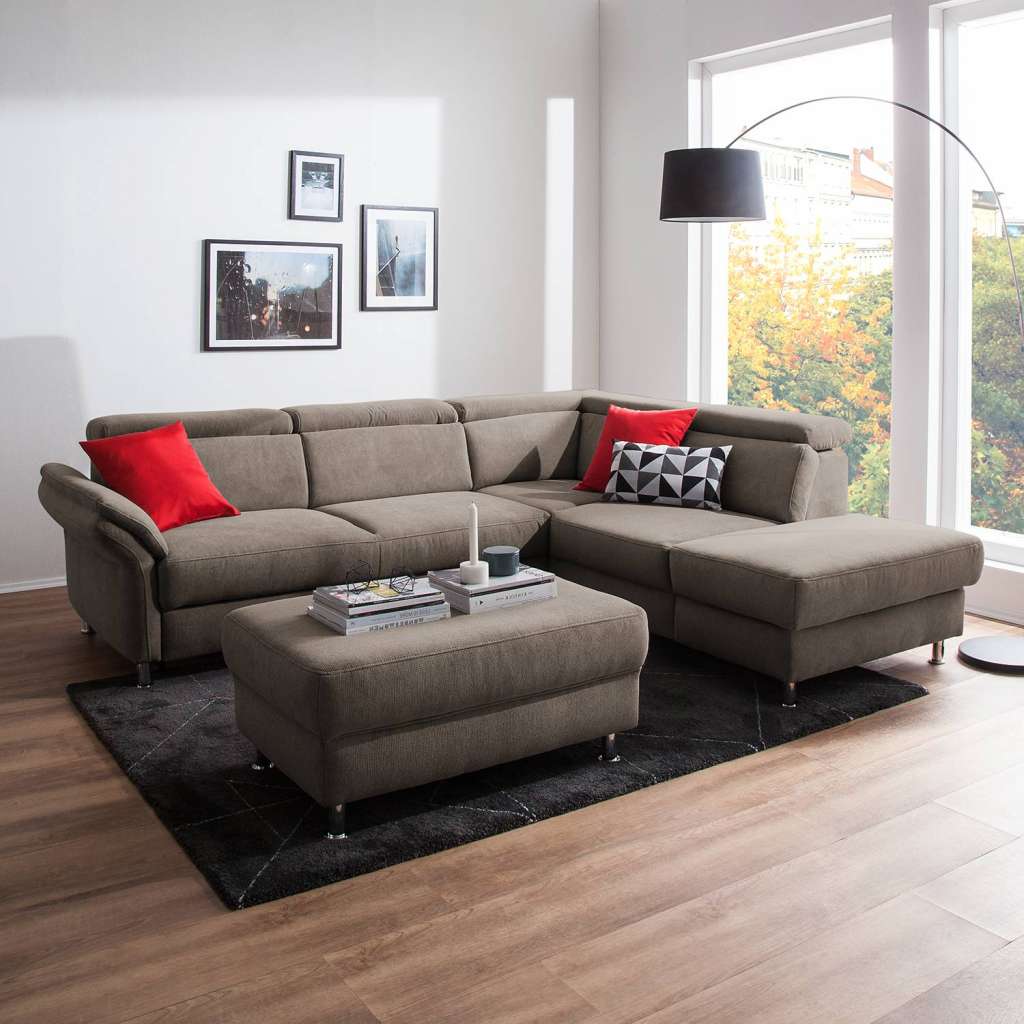 home24 Fredriks Ecksofa Calang Cubanit Webstoff 267x97x228 cm (BxHxT) mit Schlaffunktion/Bettkasten Modern