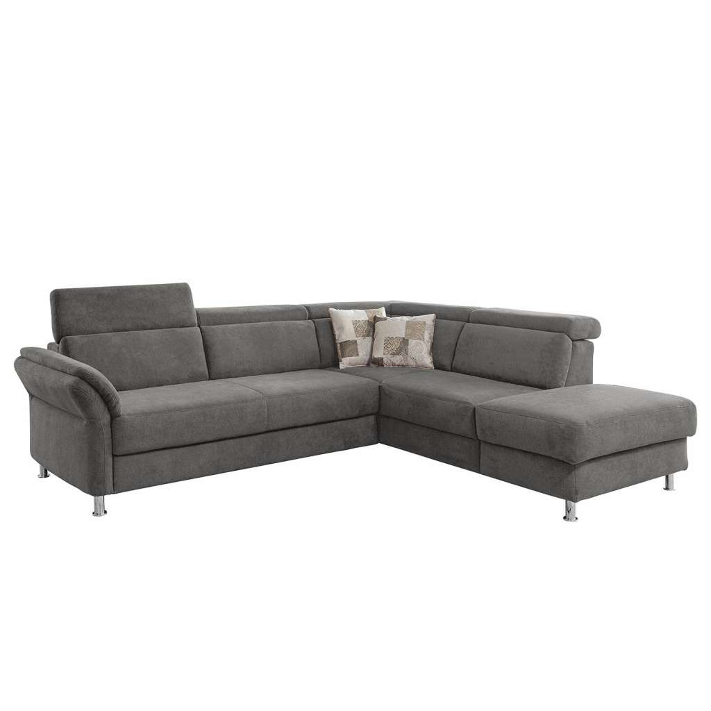 home24 Fredriks Ecksofa Calang Grau Webstoff 267x97x228 cm (BxHxT) mit Schlaffunktion/Bettkasten Modern