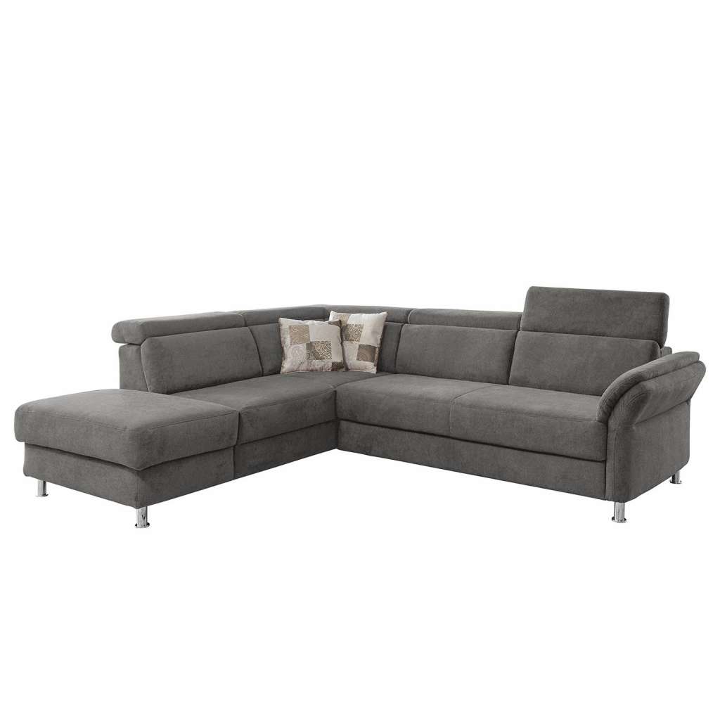 home24 Fredriks Ecksofa Calang Grau Webstoff 267x97x228 cm (BxHxT) mit Schlaffunktion/Bettkasten Modern