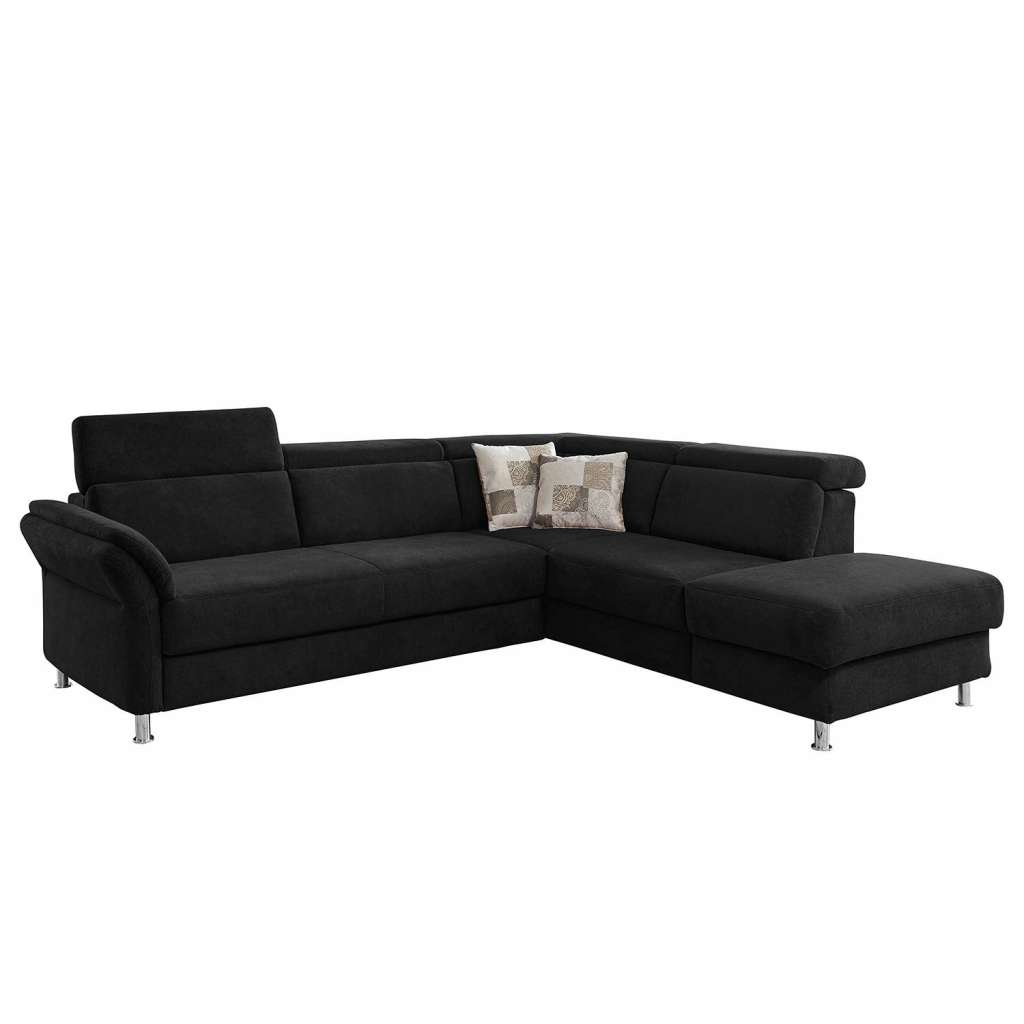 home24 Fredriks Ecksofa Calang Schwarz Webstoff 267x97x228 cm (BxHxT) mit Schlaffunktion/Bettkasten Modern