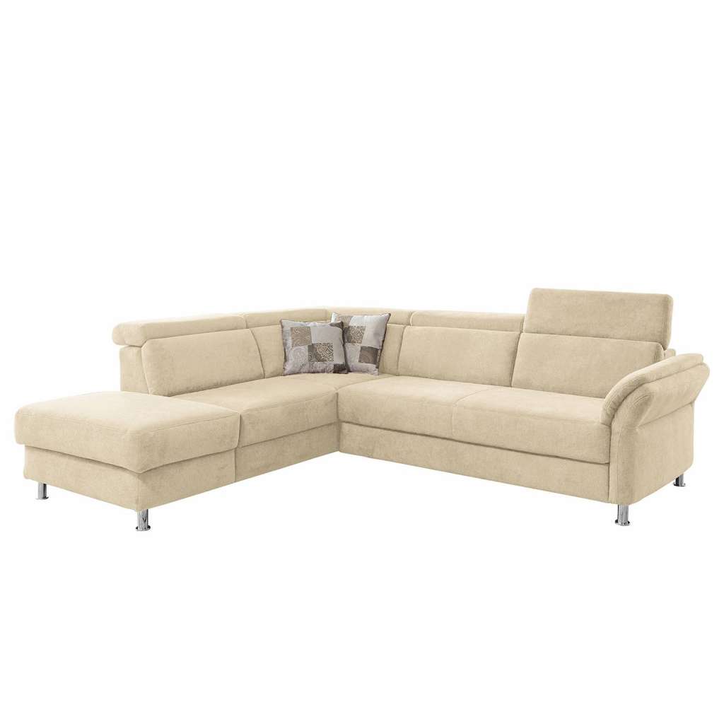 home24 Fredriks Ecksofa Calang Creme Webstoff 267x97x228 cm (BxHxT) mit Schlaffunktion/Bettkasten Modern