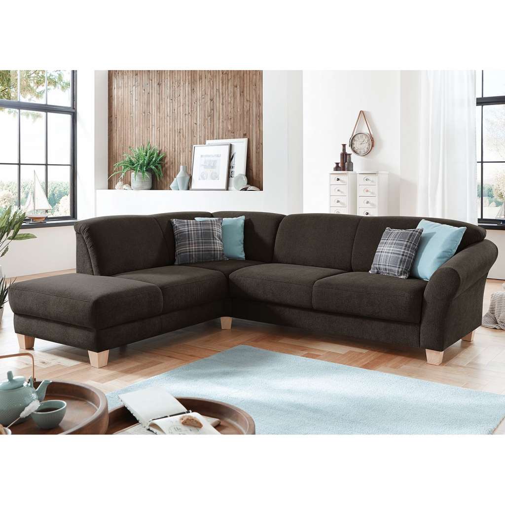 home24 Ars Natura Ecksofa Cebu 2-Sitzer Espresso Webstoff 257x84x212 cm mit Bettkasten