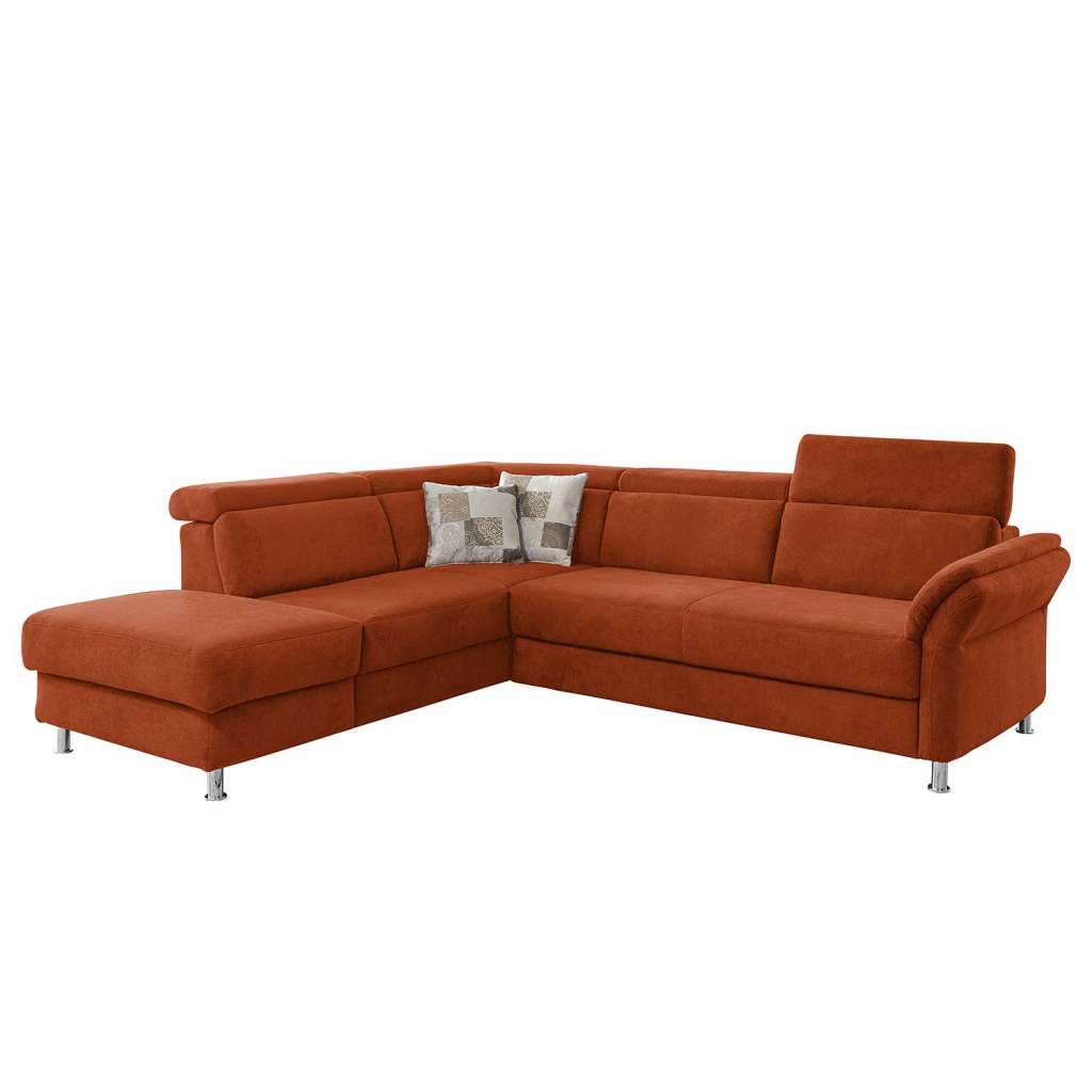 home24 Fredriks Ecksofa Calang Honigbraun Webstoff 267x97x228 cm (BxHxT) mit Schlaffunktion/Bettkasten Modern