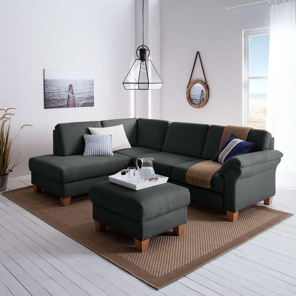 home24 Ars Natura Ecksofa Davao Dunkelgrau Microfaser 249x87x189 cm