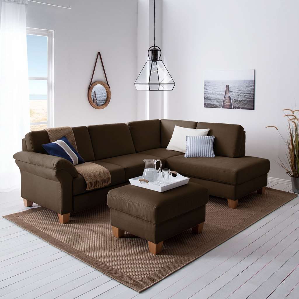 home24 Ars Natura Ecksofa Davao Braun Microfaser 249x87x189 cm mit Schlaffunktion und Bettkasten
