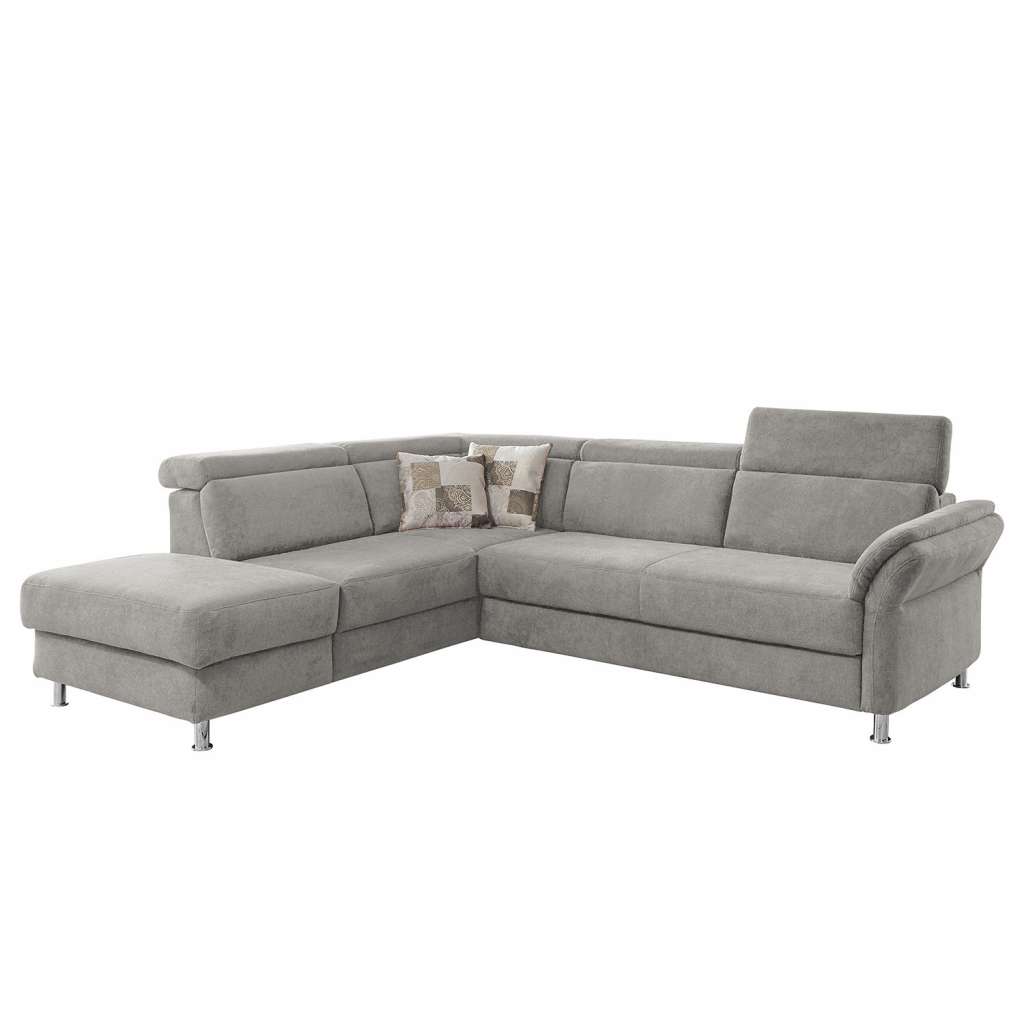 home24 Fredriks Ecksofa Calang Silbergrau Webstoff 267x97x228 cm (BxHxT) mit Schlaffunktion/Bettkasten Modern