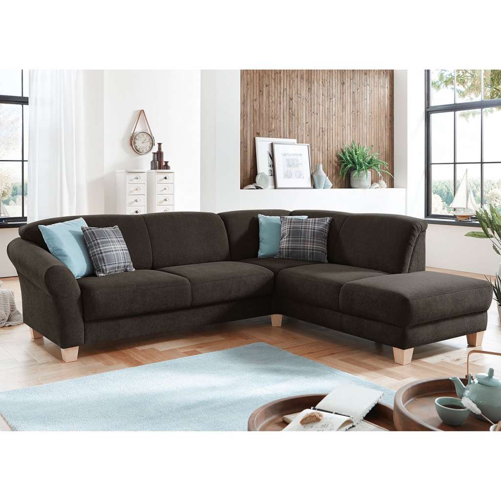 home24 Ars Natura Ecksofa Cebu 2-Sitzer Espresso Webstoff 257x84x212 cm mit Bettkasten