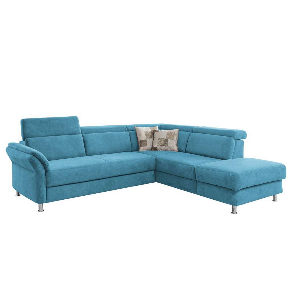 home24 Fredriks Ecksofa Calang Hellblau Webstoff 267x97x228 cm (BxHxT) mit Schlaffunktion/Bettkasten Modern