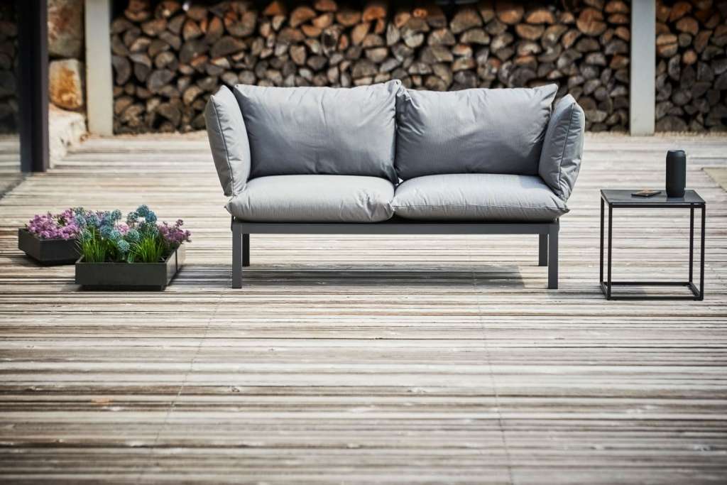 Jan Kurtz - Fiam Domino Zweisitzer - Gestell weiß - Bezug taupe - outdoor