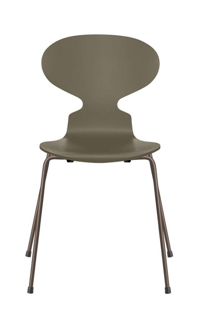 Fritz Hansen - Ant Stuhl - olive green  - gefärbte Esche - Chrom Gestell - indoor