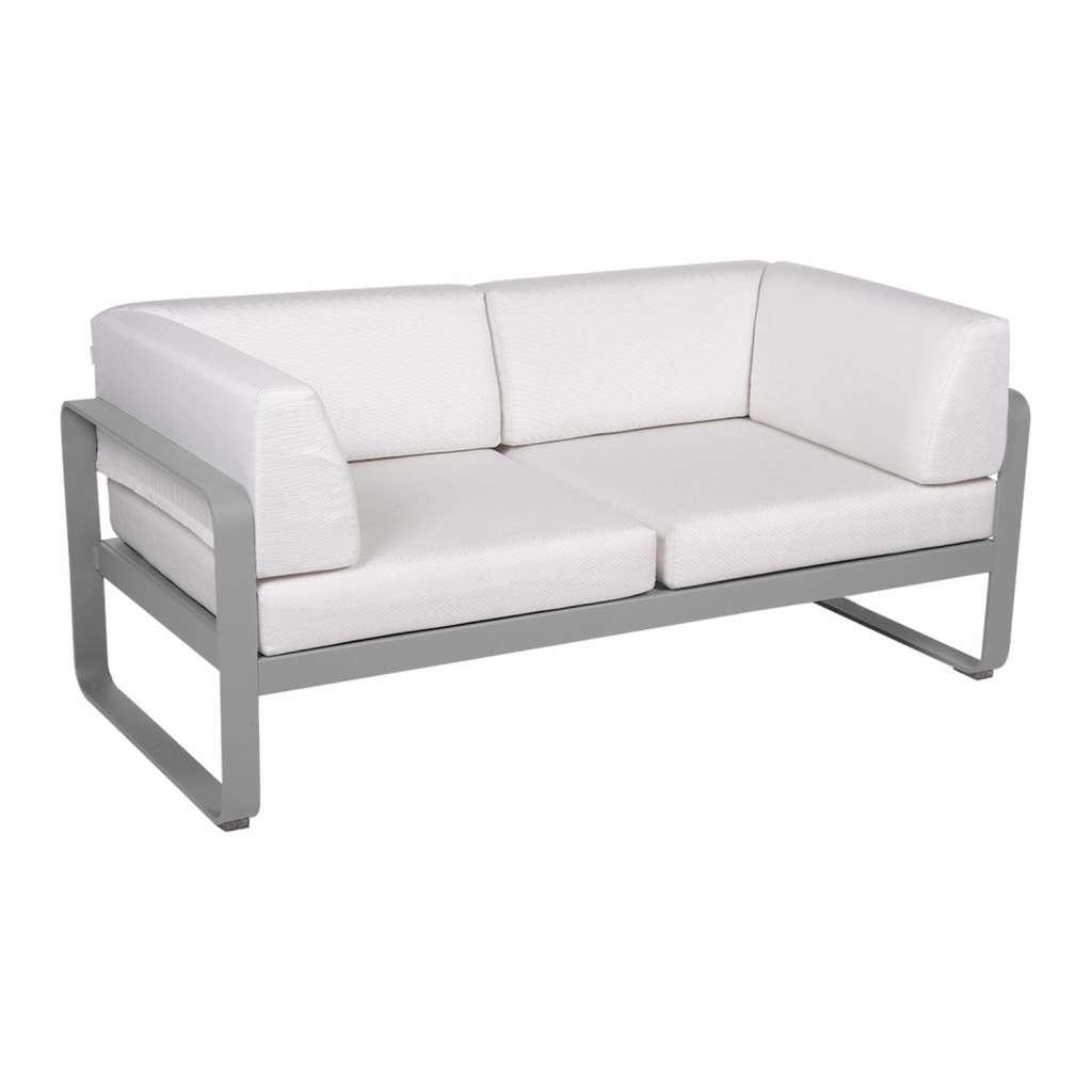 Fermob - BELLEVIE Clubsofa 2 Sitzer - 38 Metallgrau satiniert - 81 weißgrau