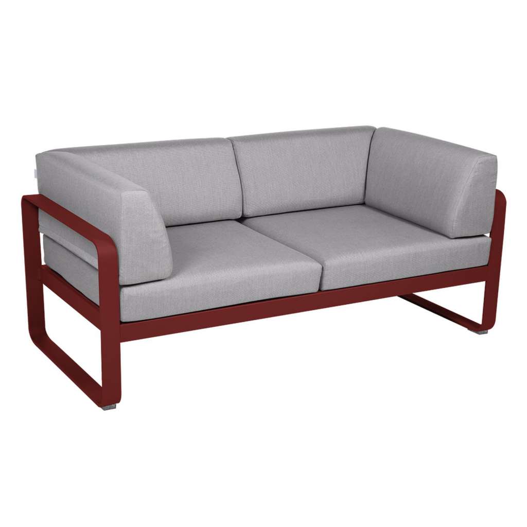 Fermob - BELLEVIE Clubsofa 2 Sitzer - 43 Chili matt - 79 flanellgrau