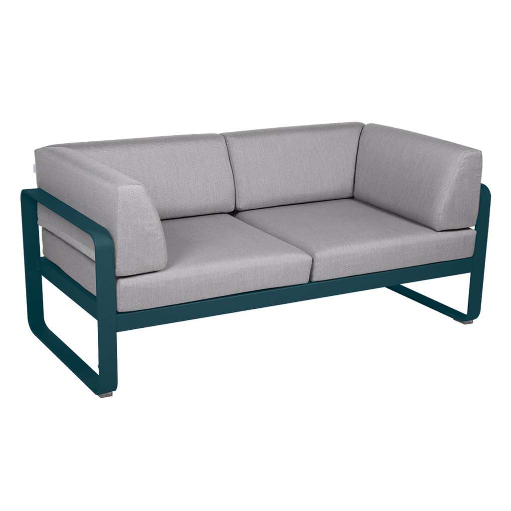 Fermob - BELLEVIE Clubsofa 2 Sitzer - 21 Acapulcoblau - 79 flanellgrau