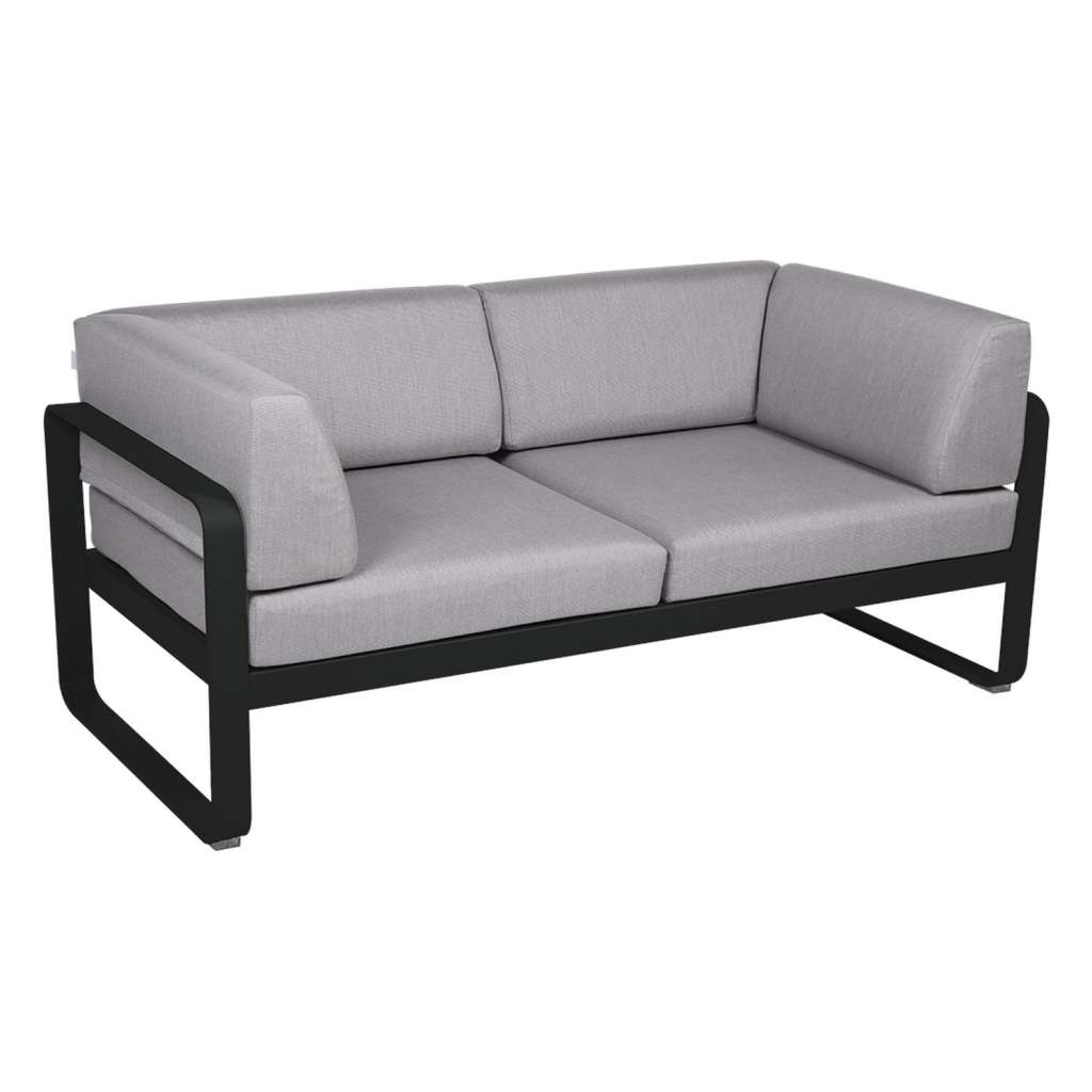 Fermob - BELLEVIE Clubsofa 2 Sitzer - 42 Lakritze matt - 79 flanellgrau