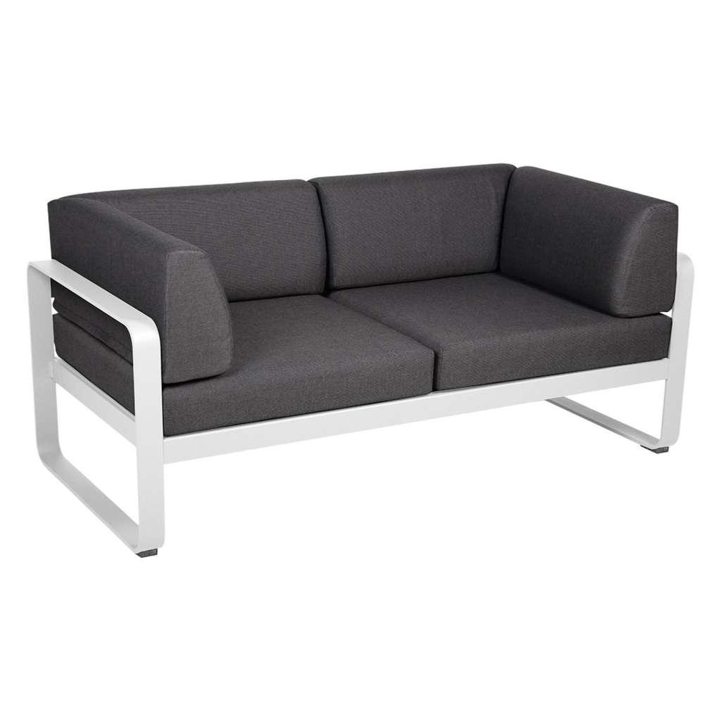 Fermob - BELLEVIE Clubsofa 2 Sitzer - 01 Baumwollweiss matt - A3 grafitgrau