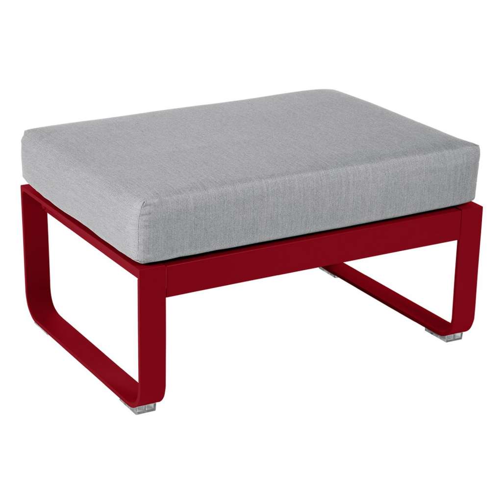 Fermob - BELLEVIE Polsterhocker - 43 Chili matt - 79 flanellgrau