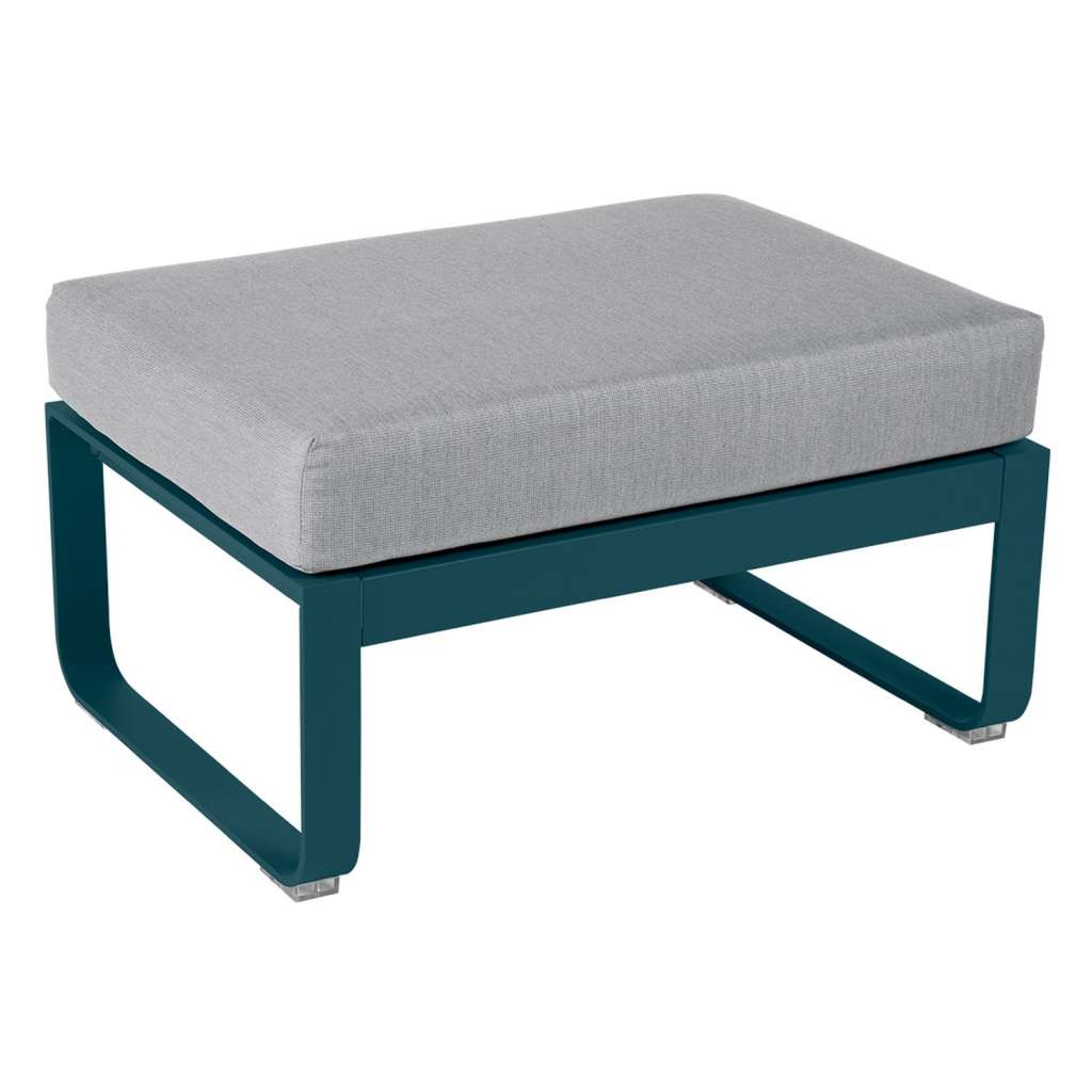 Fermob - BELLEVIE Polsterhocker - 21 Acapulcoblau - 79 flanellgrau