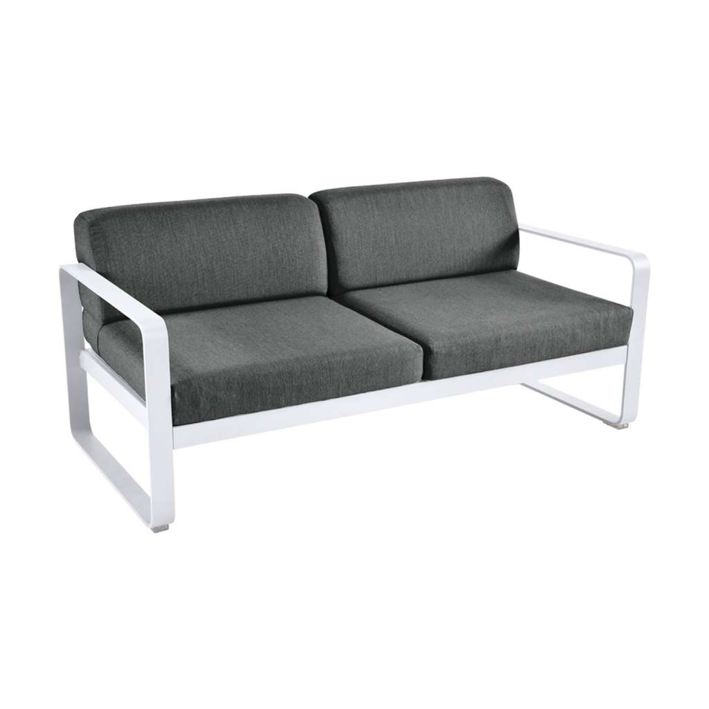 Fermob - BELLEVIE 2-Sitzer  Sofa - 01 Baumwollweiss matt - A3 grafitgrau