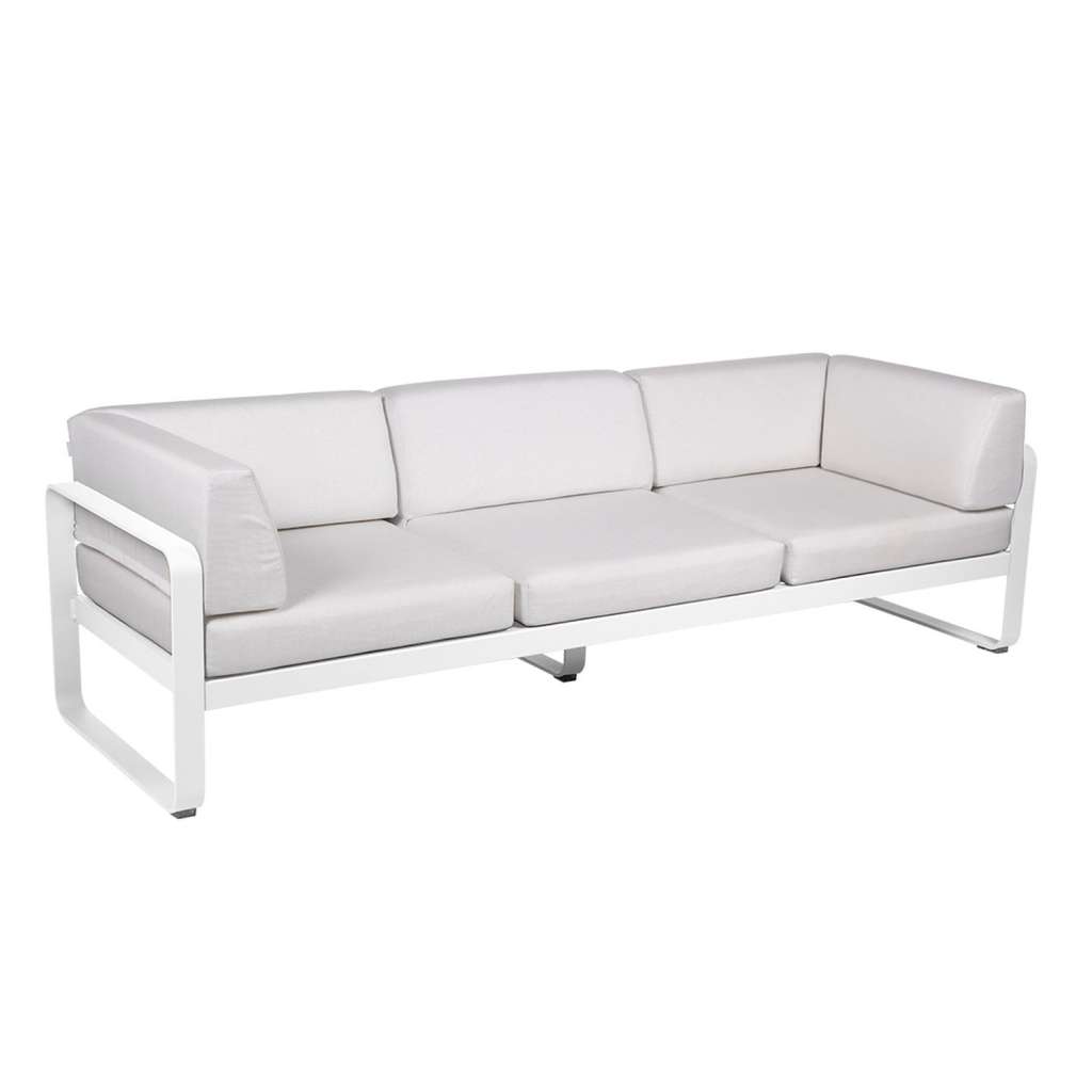 Fermob - BELLEVIE Clubsofa 3 Sitzer - 01 Baumwollweiss matt - 81 weißgrau