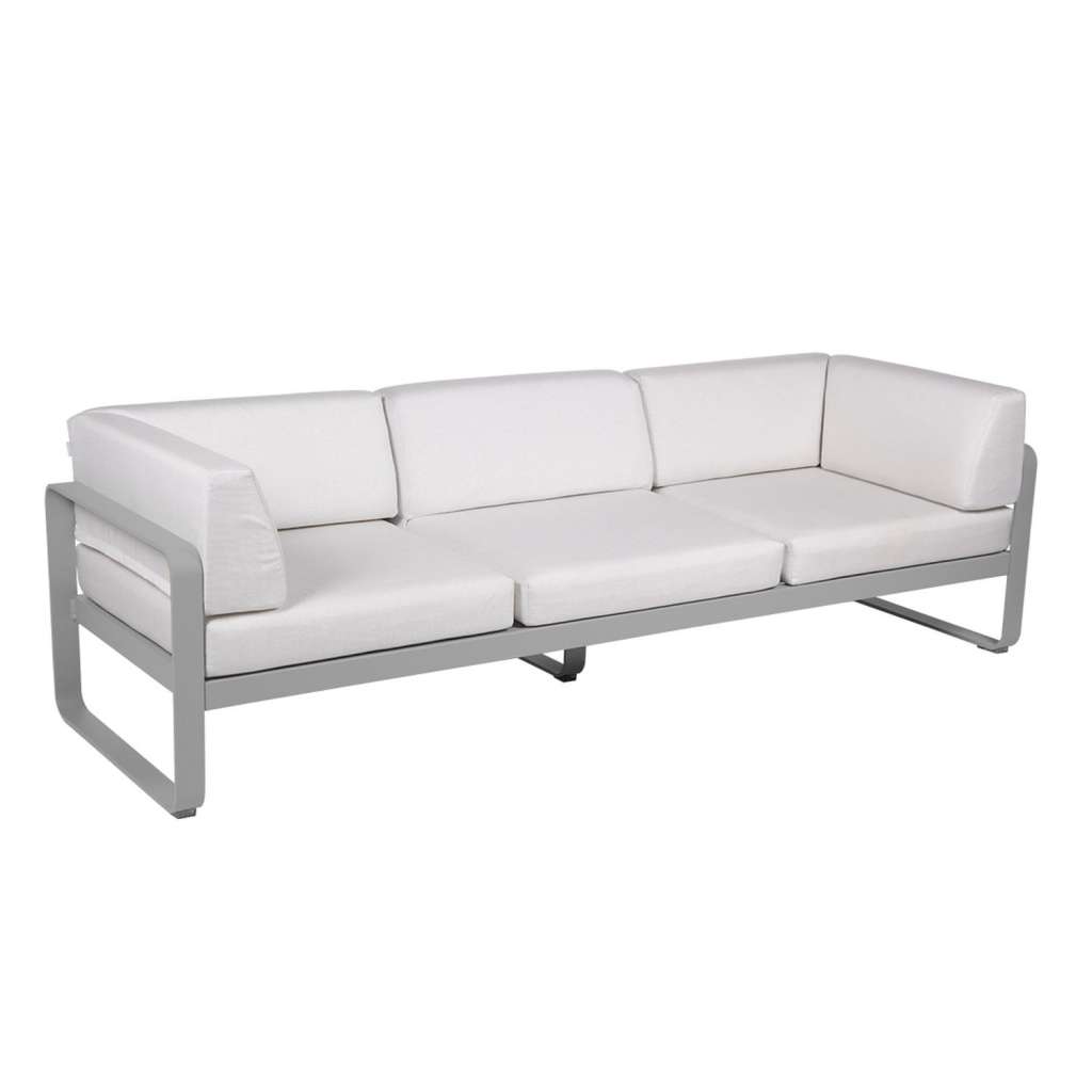 Fermob - BELLEVIE Clubsofa 3 Sitzer - 38 Metallgrau satiniert - 81 weißgrau
