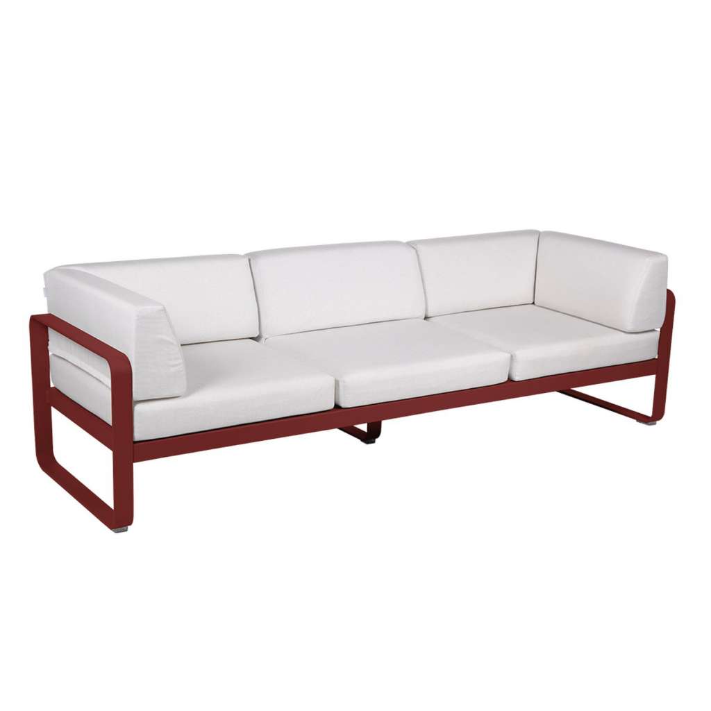 Fermob - BELLEVIE Clubsofa 3 Sitzer - 43 Chili matt - 81 weißgrau