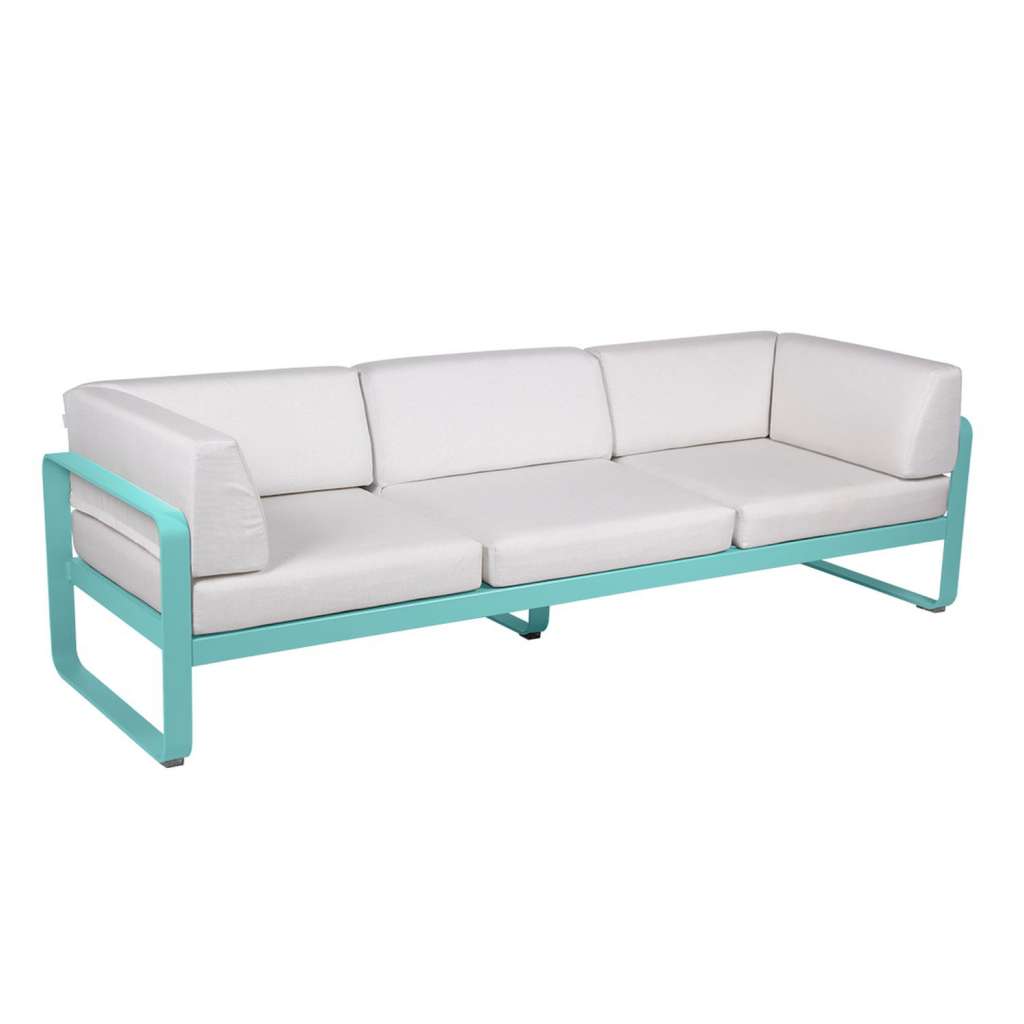 Fermob - BELLEVIE Clubsofa 3 Sitzer - 46 Lagunenblau satiniert - 81 weißgrau