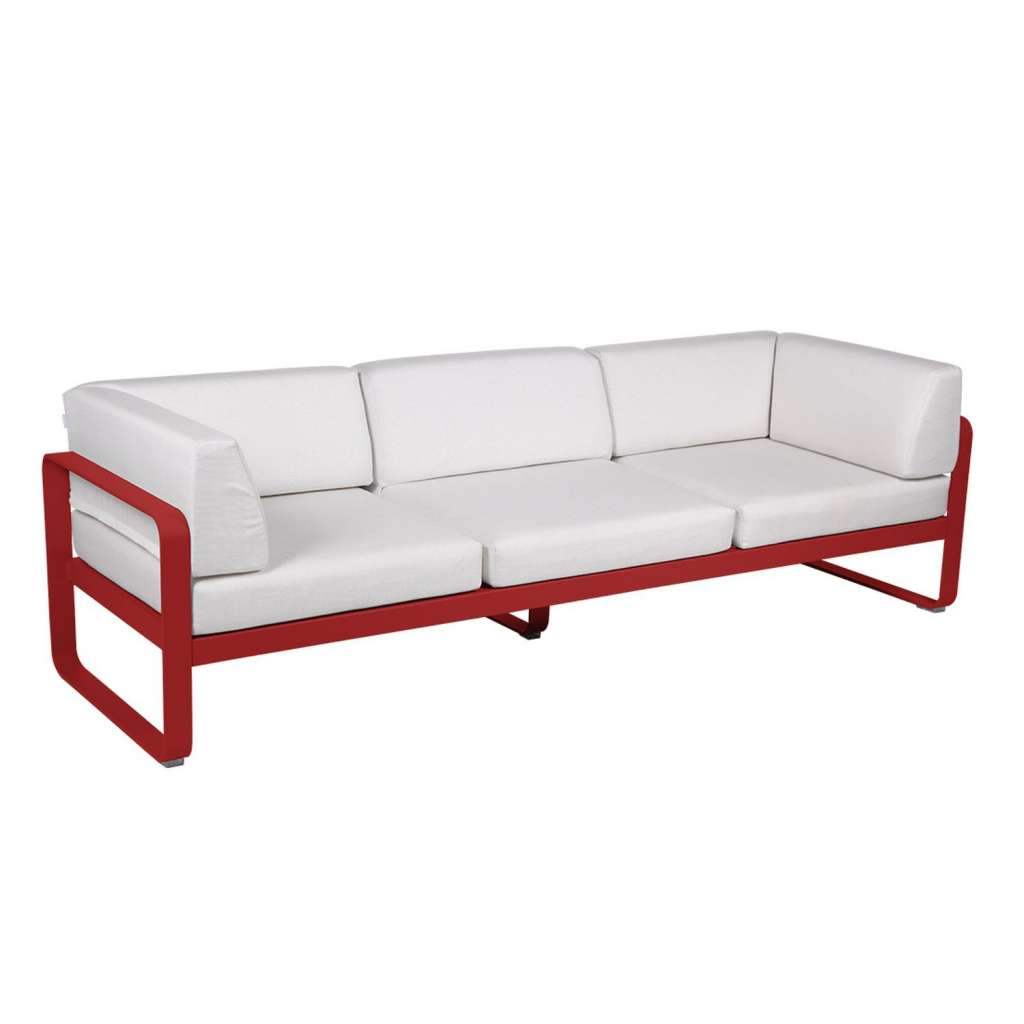 Fermob - BELLEVIE Clubsofa 3 Sitzer - 67 Mohnrot - 81 weißgrau