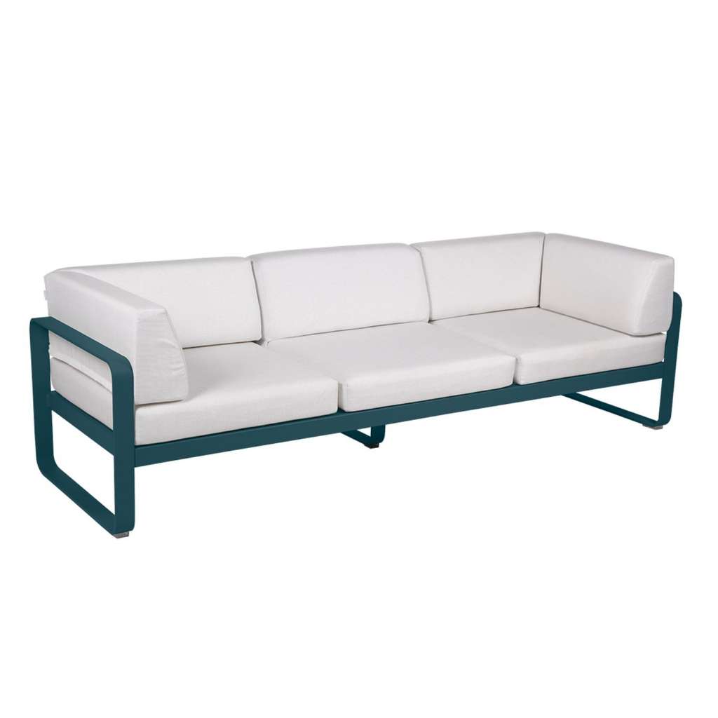 Fermob - BELLEVIE Clubsofa 3 Sitzer - 21 Acapulcoblau - 81 weißgrau
