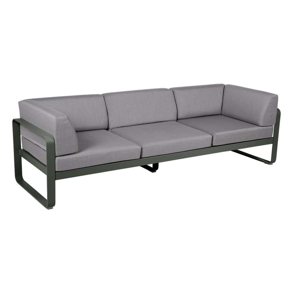 Fermob - BELLEVIE Clubsofa 3 Sitzer - 48 Rosmarin matt - 79 flanellgrau