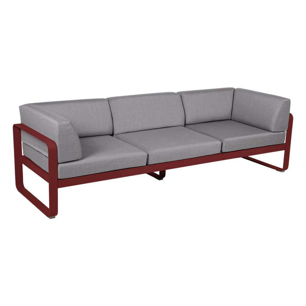 Fermob - BELLEVIE Clubsofa 3 Sitzer - 43 Chili matt - 79 flanellgrau
