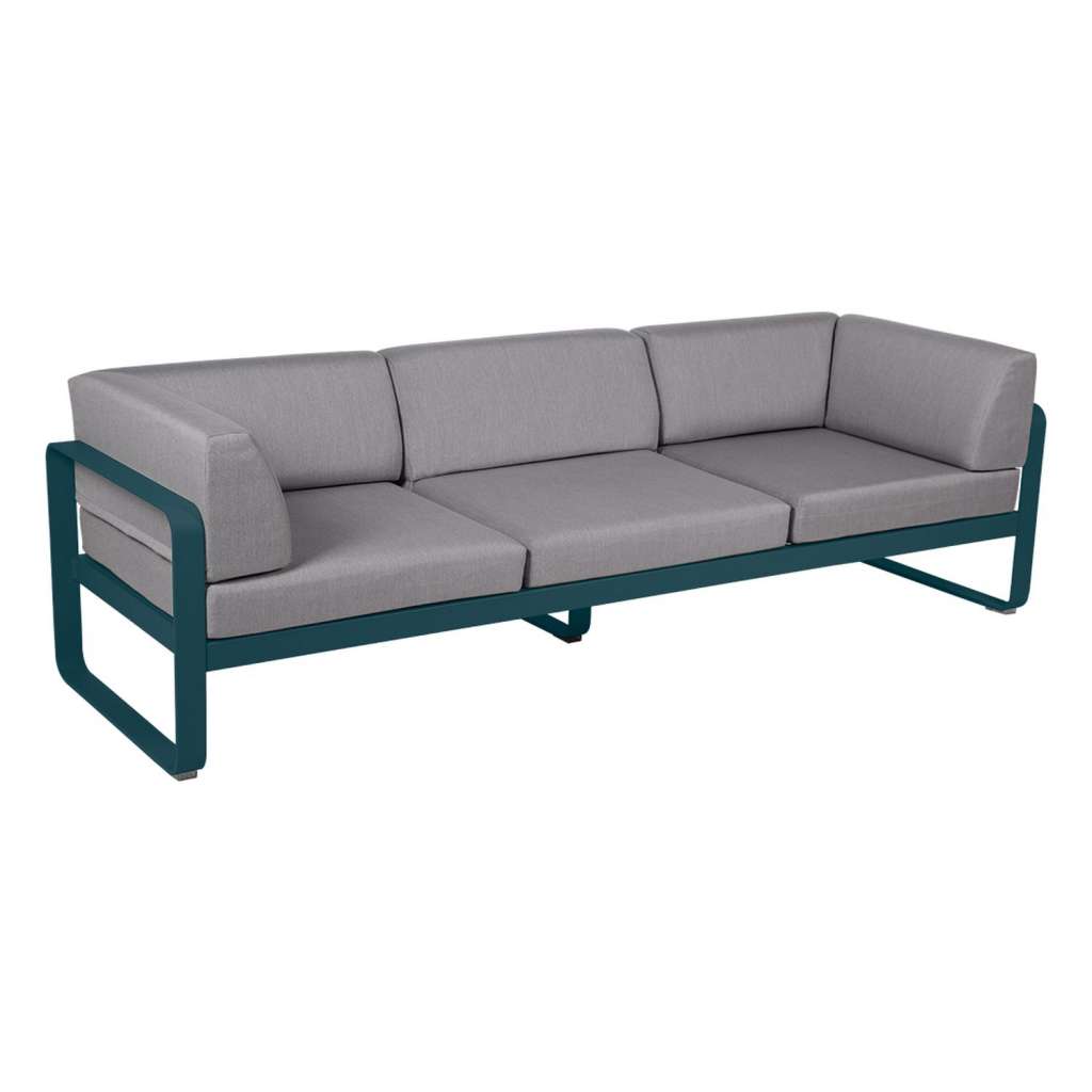 Fermob - BELLEVIE Clubsofa 3 Sitzer - 21 Acapulcoblau - 79 flanellgrau