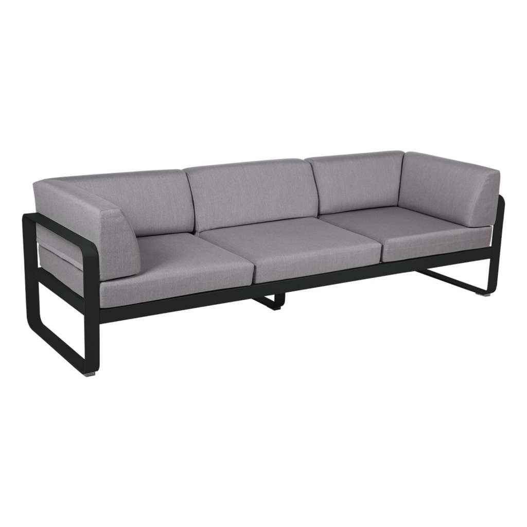 Fermob - BELLEVIE Clubsofa 3 Sitzer - 42 Lakritze matt - 79 flanellgrau