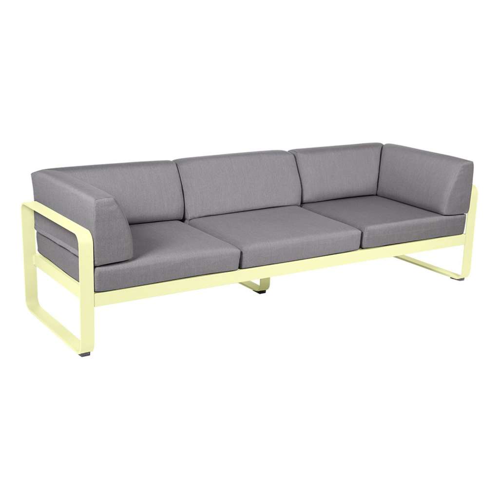 Fermob - BELLEVIE Clubsofa 3 Sitzer - A6 Zitronensorbet - 79 flanellgrau