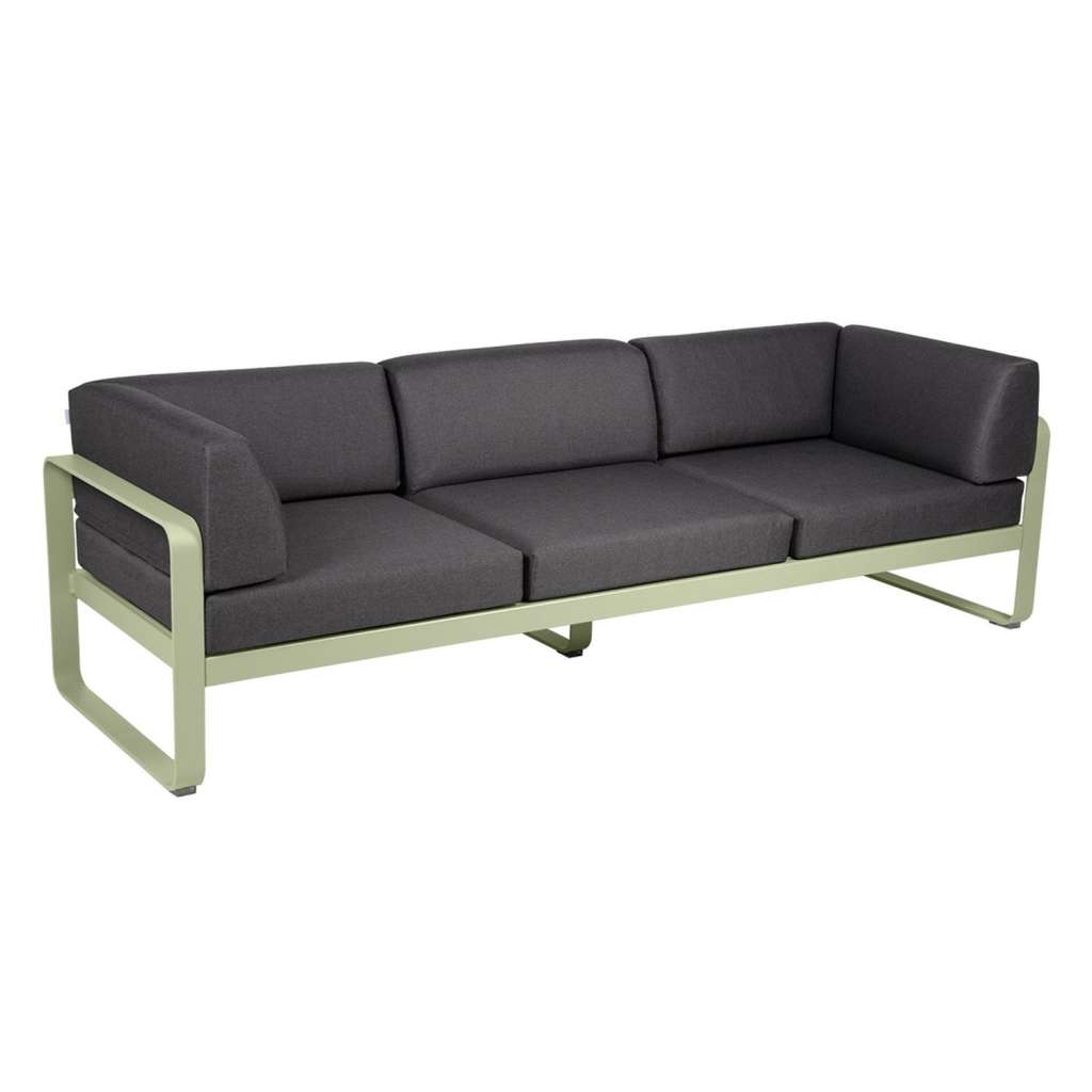 Fermob - BELLEVIE Clubsofa 3 Sitzer - 65 Lindgrün matt - A3 grafitgrau