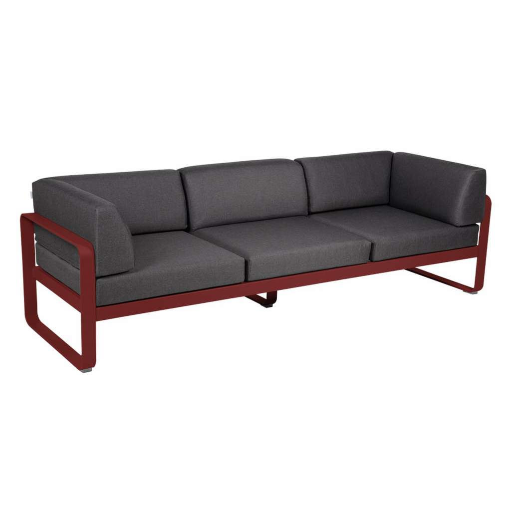 Fermob - BELLEVIE Clubsofa 3 Sitzer - 43 Chili matt - A3 grafitgrau
