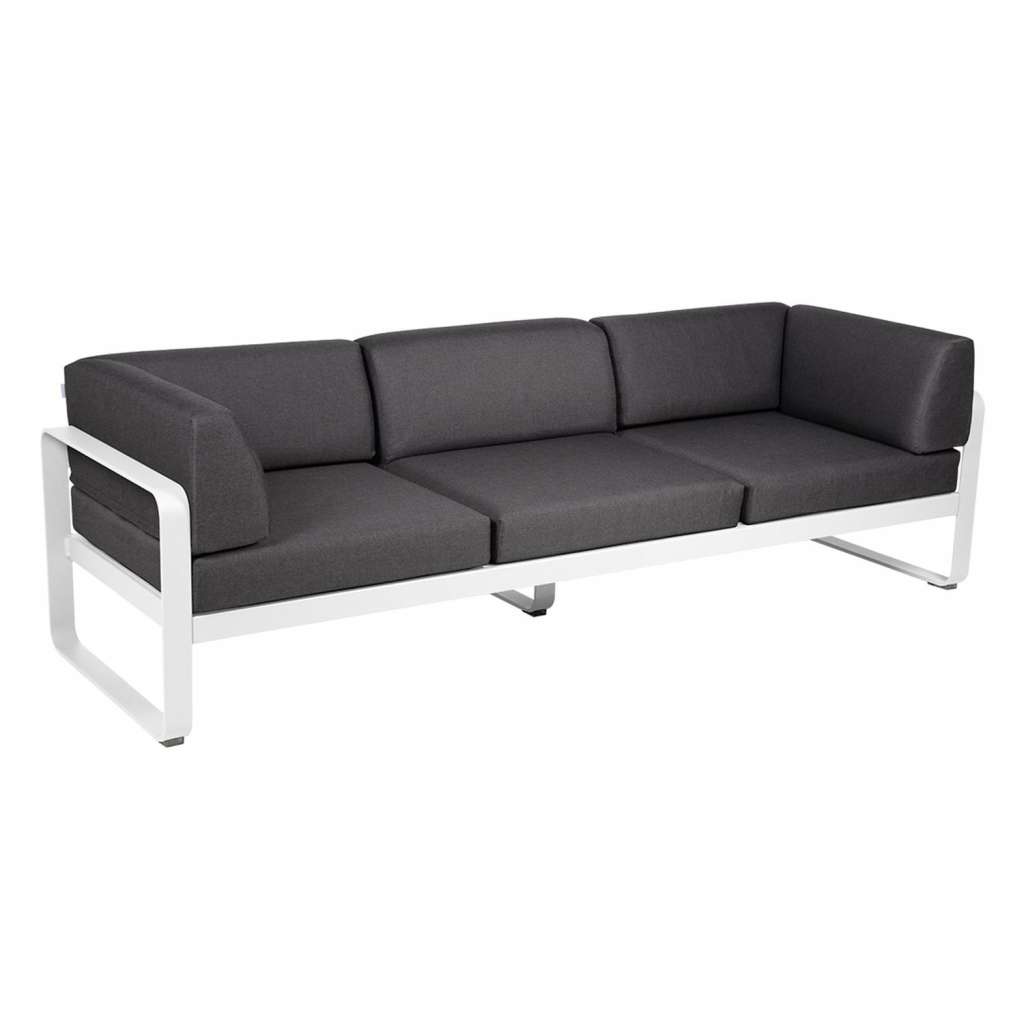 Fermob - BELLEVIE Clubsofa 3 Sitzer - 01 Baumwollweiss matt - A3 grafitgrau