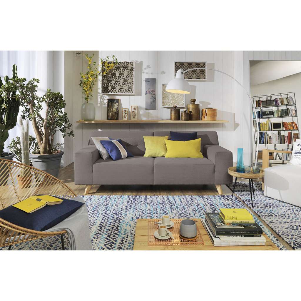 home24 Tom Tailor Sofa Nordic Pure 2-Sitzer Braun Webstoff 206x77x91 cm