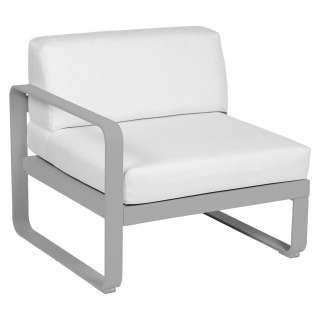 Fermob - BELLEVIE Sesselmodul Links - 38 Metallgrau satiniert - 81 weißgrau