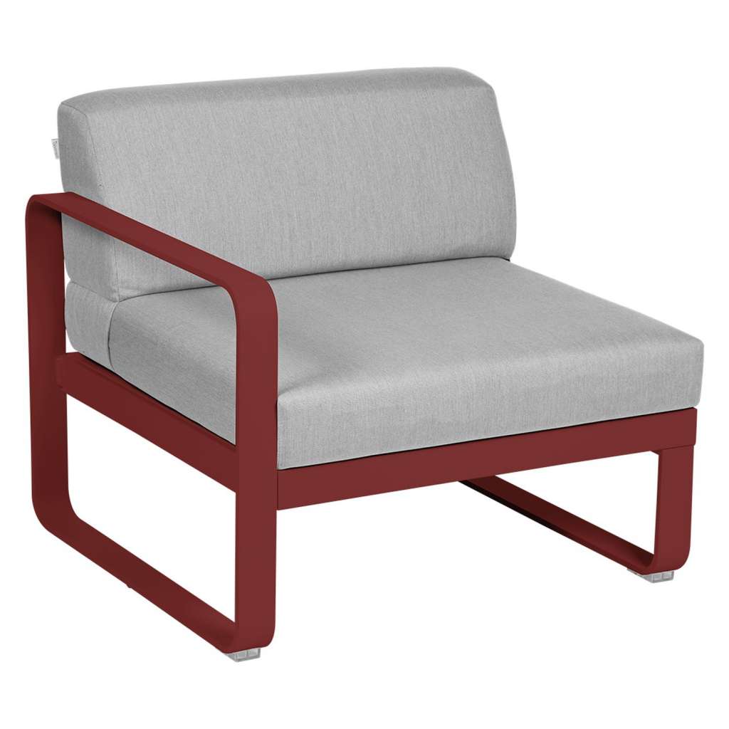 Fermob - BELLEVIE Sesselmodul Links - 43 Chili matt - 79 flanellgrau