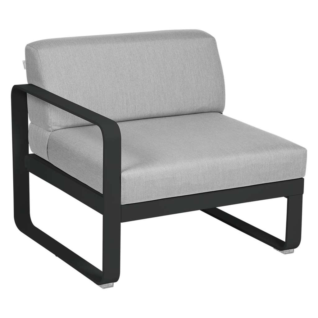 Fermob - BELLEVIE Sesselmodul Links - 42 Lakritze matt - 79 flanellgrau