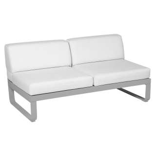 Fermob - BELLEVIE 2 Sitzer Modul Mitte - 38 Metallgrau satiniert - 81 weißgrau